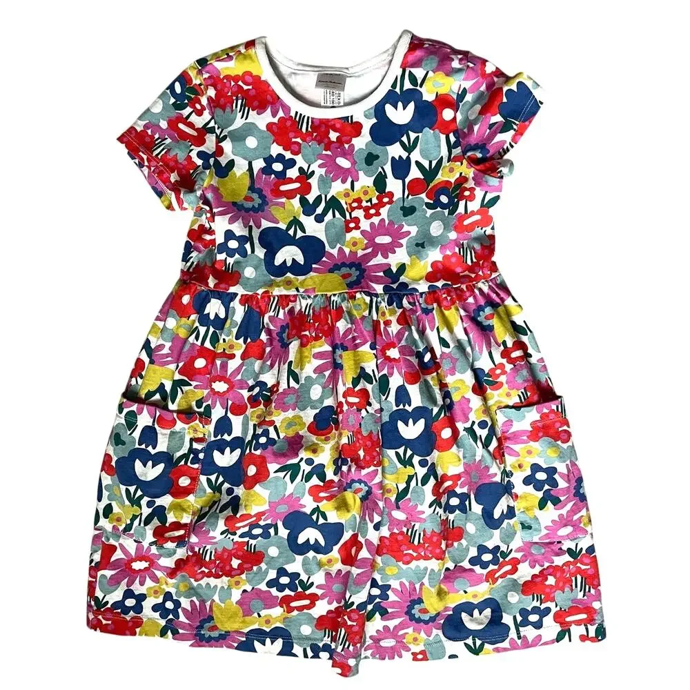 Hanna Andersson Bright Floral Print Mixie Play Dress Size 8